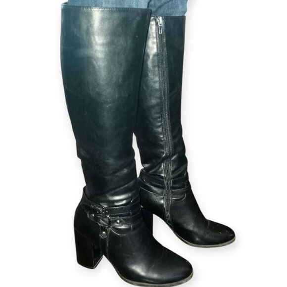 JUSTFAB BLACK ARIEL HEEL BOOTS SZ.8 GUC. - Picture 2 of 7